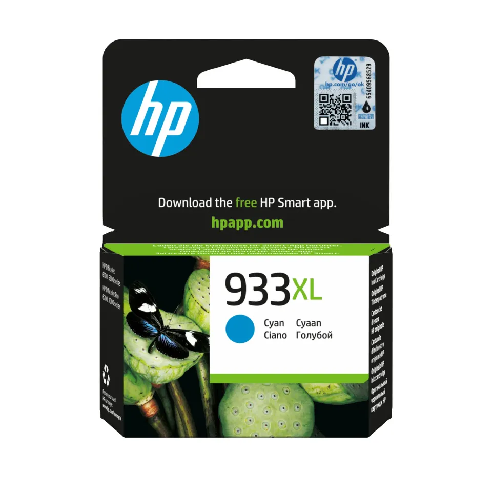 HP CN054AE originální náplň č.933XL azurová velká (cca 825 stran, cyan, pro OJ 6700. OJ 7610, 7612)