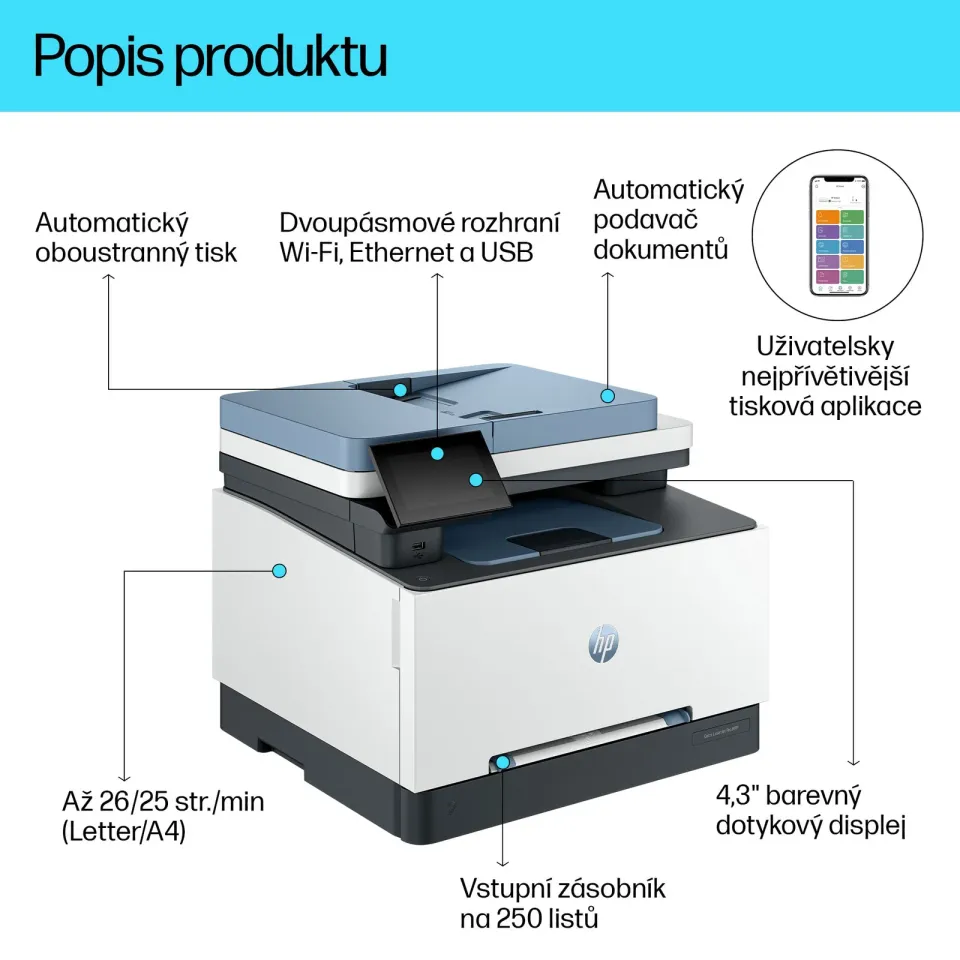 HP Color LaserJet Pro MFP 3302fdw A4 multifunkce color (25/25 ppm, LAN+USB 2.0+WiFi, duplex, DADF)