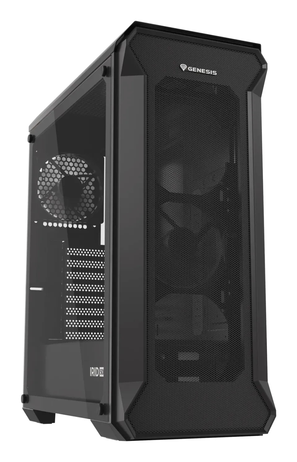 Počítačová skříň Genesis IRID 505 V2/Midi Tower/Transpar./Černá