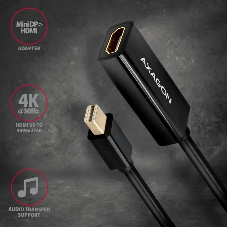 AXAGON RVDM-HI14N miniDP > HDMI adaptér, 4K/30Hz 15cm