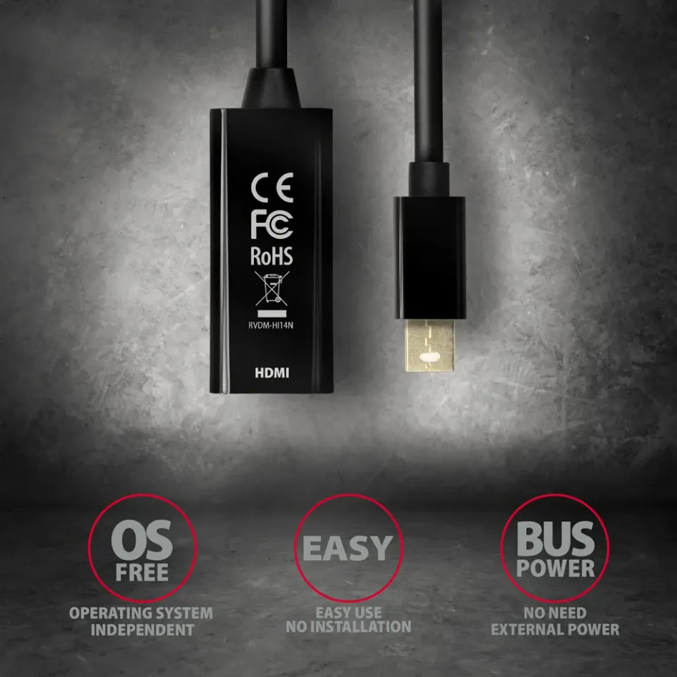 AXAGON RVDM-HI14N miniDP > HDMI adaptér, 4K/30Hz 15cm
