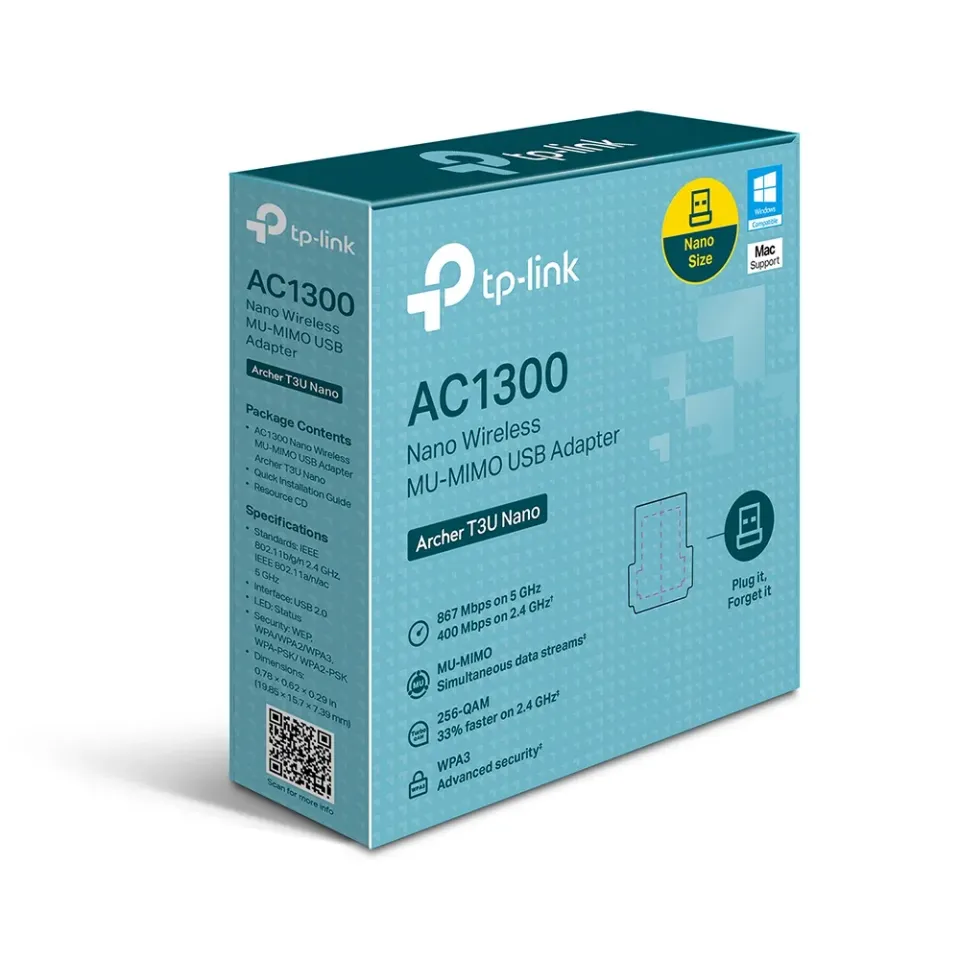 TP-LINK Archer T3U Nano AC1300 Nano bezdrátový MU-MIMO USB adaptér
