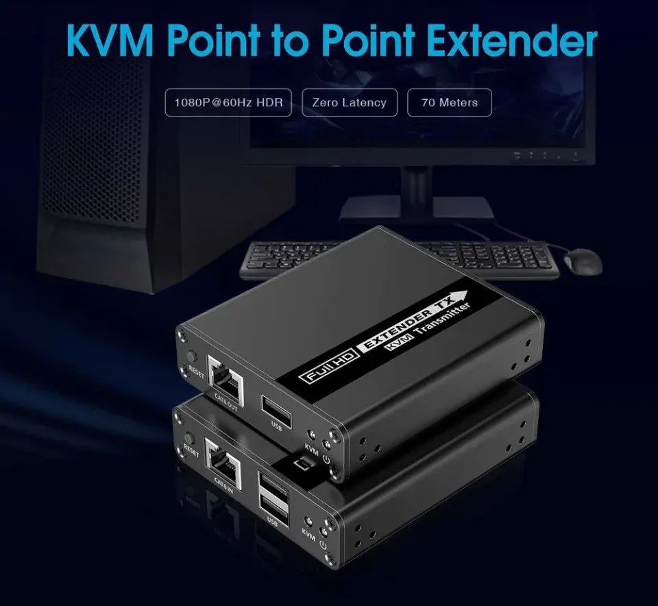 PremiumCord HDMI KVM extender 4K a FULL HD 1080p na 70m s přenosem USB (khext70-6)