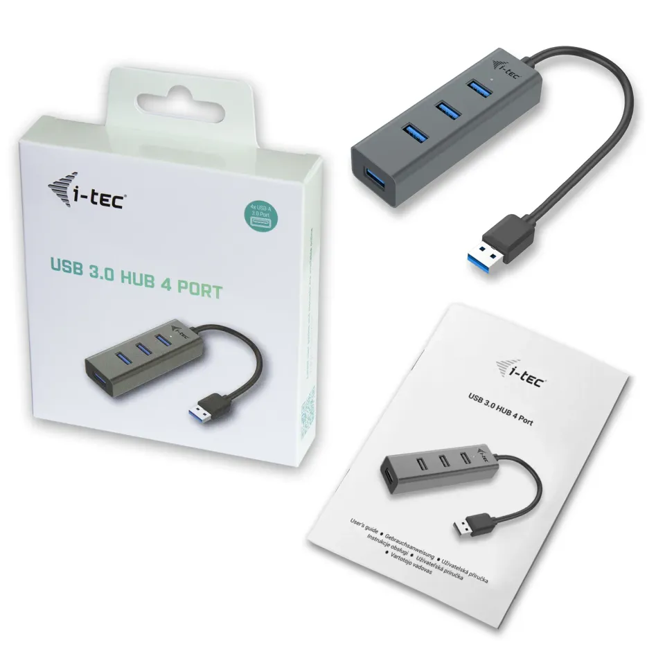 i-Tec USB 3.0 Metal pasivní 4 portový HUB bez napájecího adaptéru