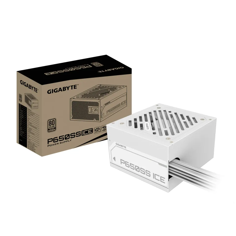 GIGABYTE zdroj P650SS ICE, 650W, 80+ Silver, 120mm, ATX 3.0, bílá