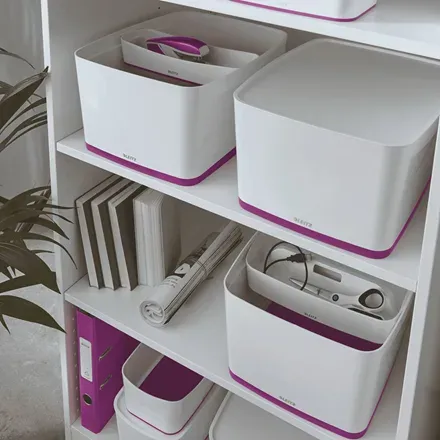 LEITZ Úložný box s víkem MyBox, velikost L, bílá/fialová