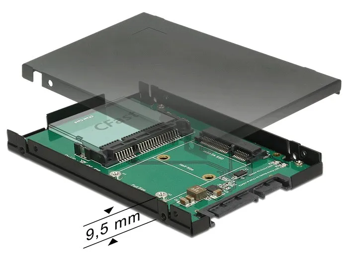 Delock 2.5” Převodník SATA 22 pin > 1 x mSATA / 1 x CFast - 9,5 mm