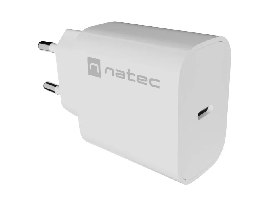 Universální nabíječka Natec RIBERA 20W, 1X USB-C, bílá