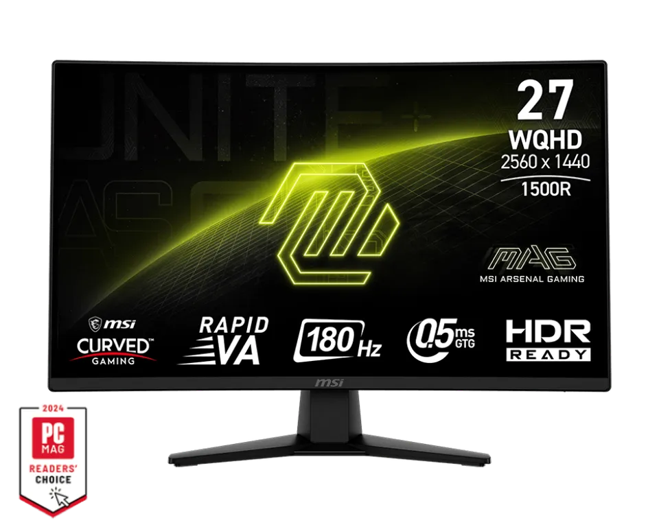 MSI Gaming monitor MAG 274CQF, 27" Rapid VA zakřivený/2560x1440 WQHD/180Hz/0,5ms
