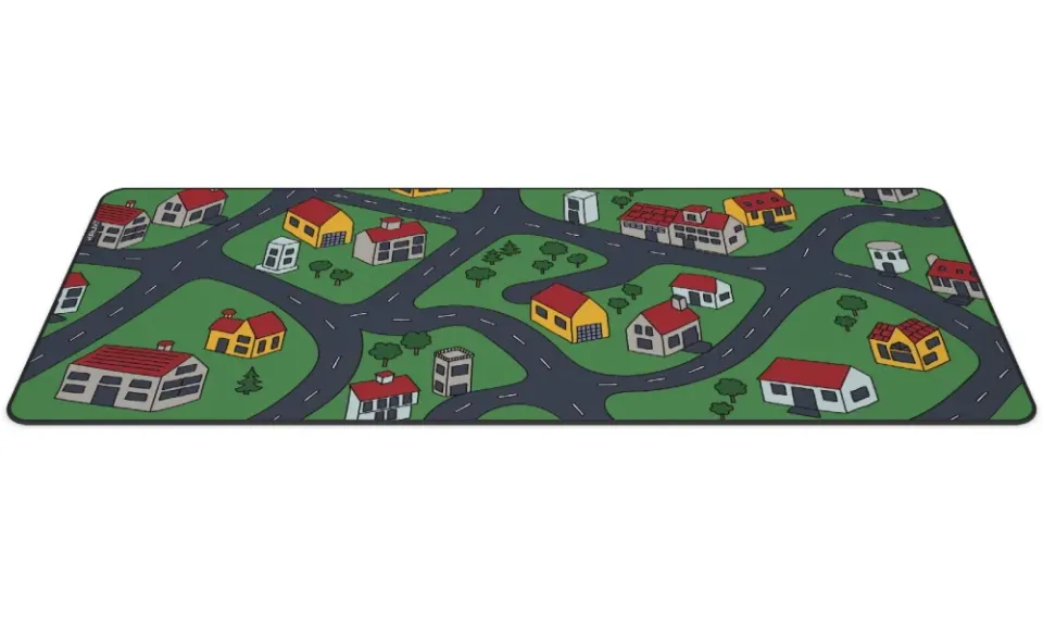 Krux podložka na stůl Space City XXL / 40x97 cm / voděodolná / design dětské město