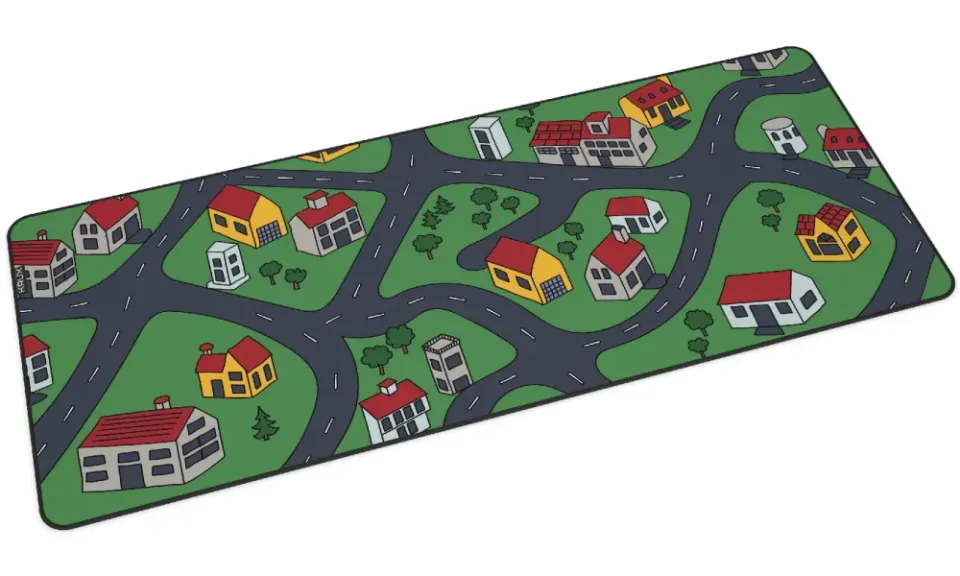 Krux podložka na stůl Space City XXL / 40x97 cm / voděodolná / design dětské město