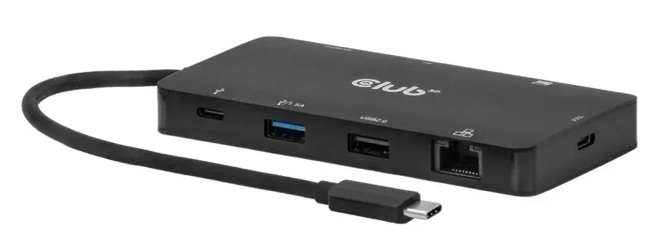 Club3D Dokovací stanice USB-C 9v1, 2xHDMI, 1xUSB-C, 1xUSB-C PD, 2xUSB, 1xRJ45, microSD/SD, černá