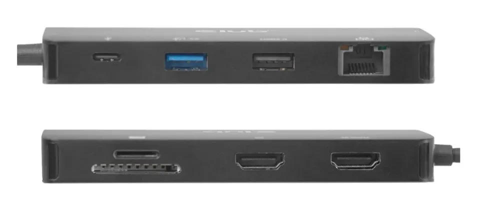 Club3D Dokovací stanice USB-C 9v1, 2xHDMI, 1xUSB-C, 1xUSB-C PD, 2xUSB, 1xRJ45, microSD/SD, černá