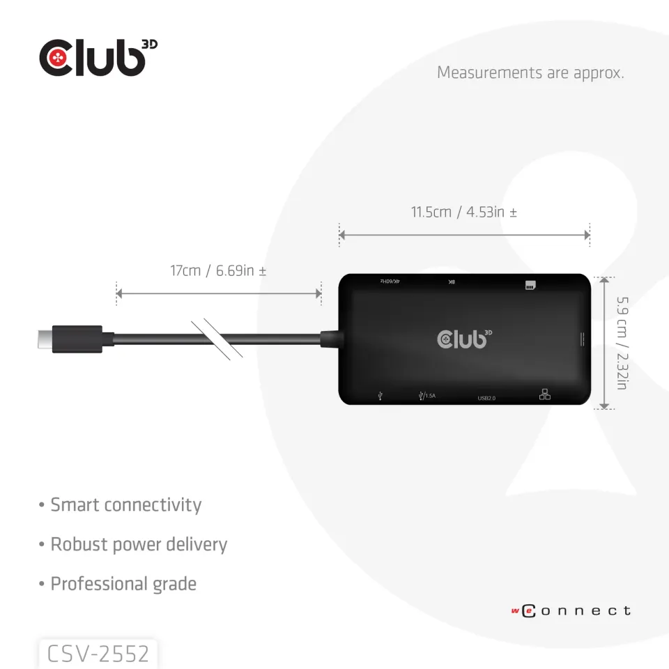 Club3D Dokovací stanice USB-C 9v1, 2xHDMI, 1xUSB-C, 1xUSB-C PD, 2xUSB, 1xRJ45, microSD/SD, černá