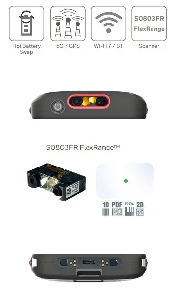 Honeywell CT70: WIFI7/6E, 8GB/128GB, FlexRange Engine-Green Laser, Extended Battery, GMS