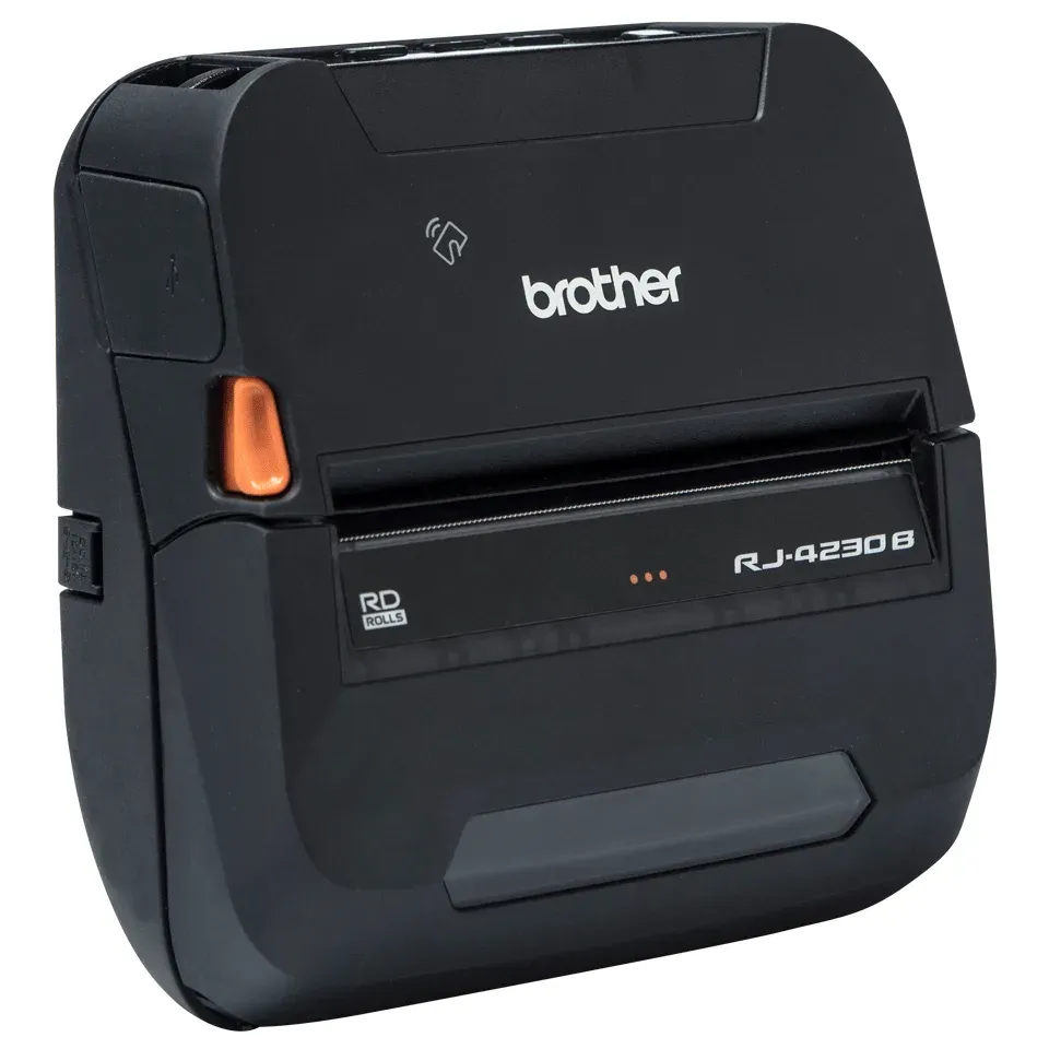 Brother RJ-4230B – mobiler 4"-Etiketten- und Belegdrucker, 203 dpi, Bluetooth, NFC, robust nach IP54