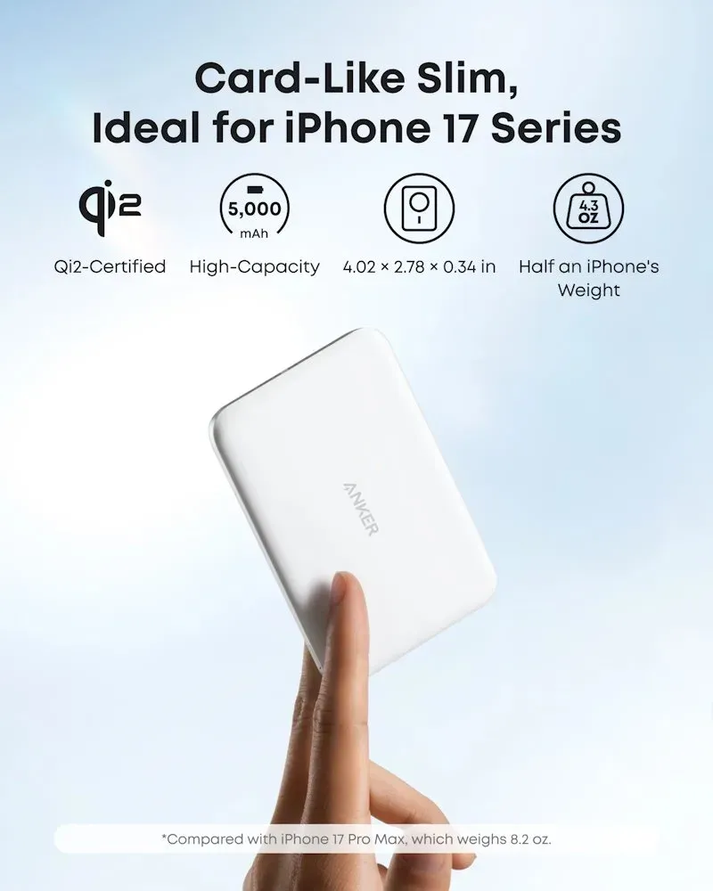 Anker Nano Powerbanka/ 5000mAh/ 20W/ kompaktní/ MagSafe (Qi2)/ bílá