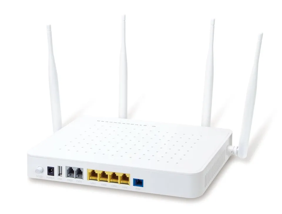 Planet GPON/GEPON ONU, 2.5G GPON (SC/UPC), 4x 1Gb RJ-45, Wi-Fi 802.11ac 1.2Gb, 2x FXS (RJ-11), USB