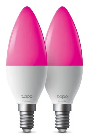 TP-Link Tapo L430C(2-pack) chytrá WiFi stmívatelná LED žárovka (barevná,2500K-6500K,470lm,2,4GHz,E14)