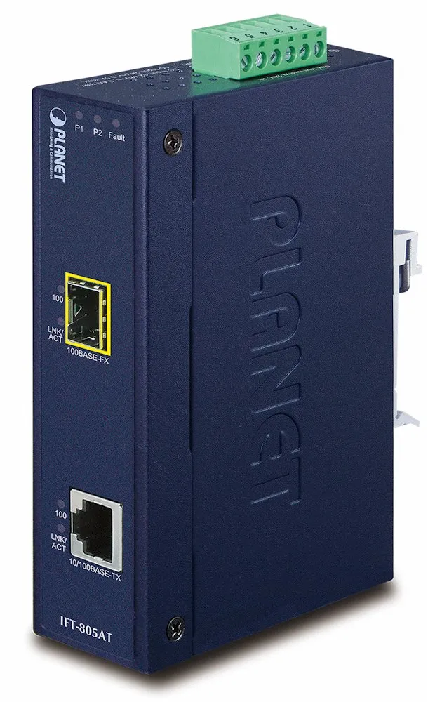 Planet IFT-805AT optický konvertor, SFP, DIN, IP30, -40 až 75 st.C
