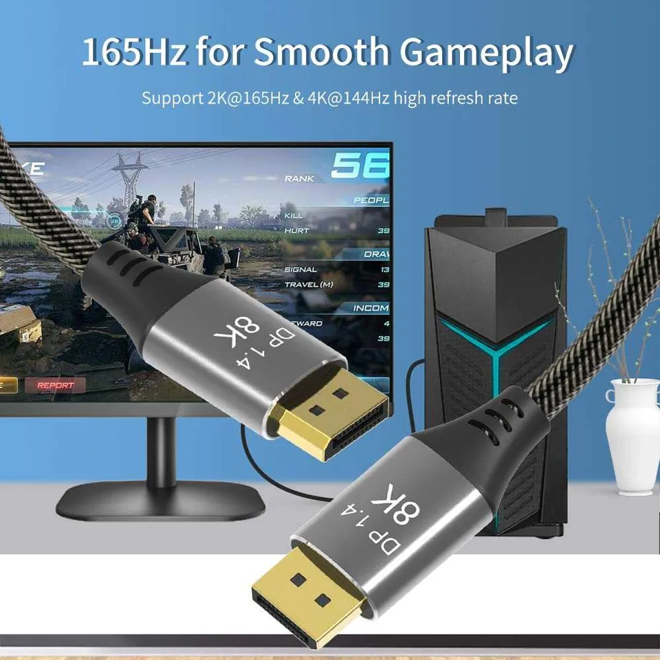 PremiumCord DisplayPort 1.4 přípojný kabel 32,4Gbit/s, rozlišení 8K, kovové a zl