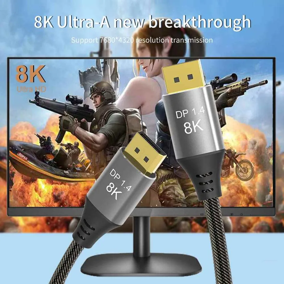 PremiumCord DisplayPort 1.4 přípojný kabel 32,4Gbit/s, rozlišení 8K, kovové a zl