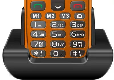 EVOLVEO EasyPhone XR, mobilní telefon pro seniory s nabíjecím stojánkem, oranžov