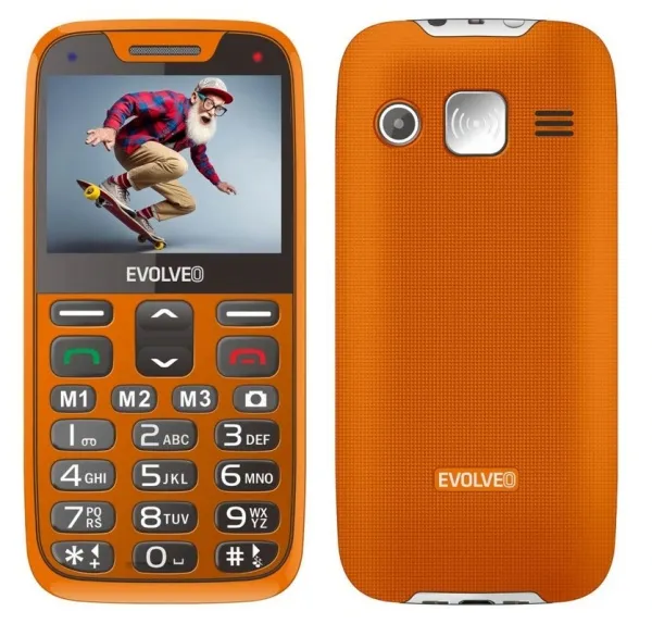 EVOLVEO EasyPhone XR, mobilní telefon pro seniory s nabíjecím stojánkem, oranžov