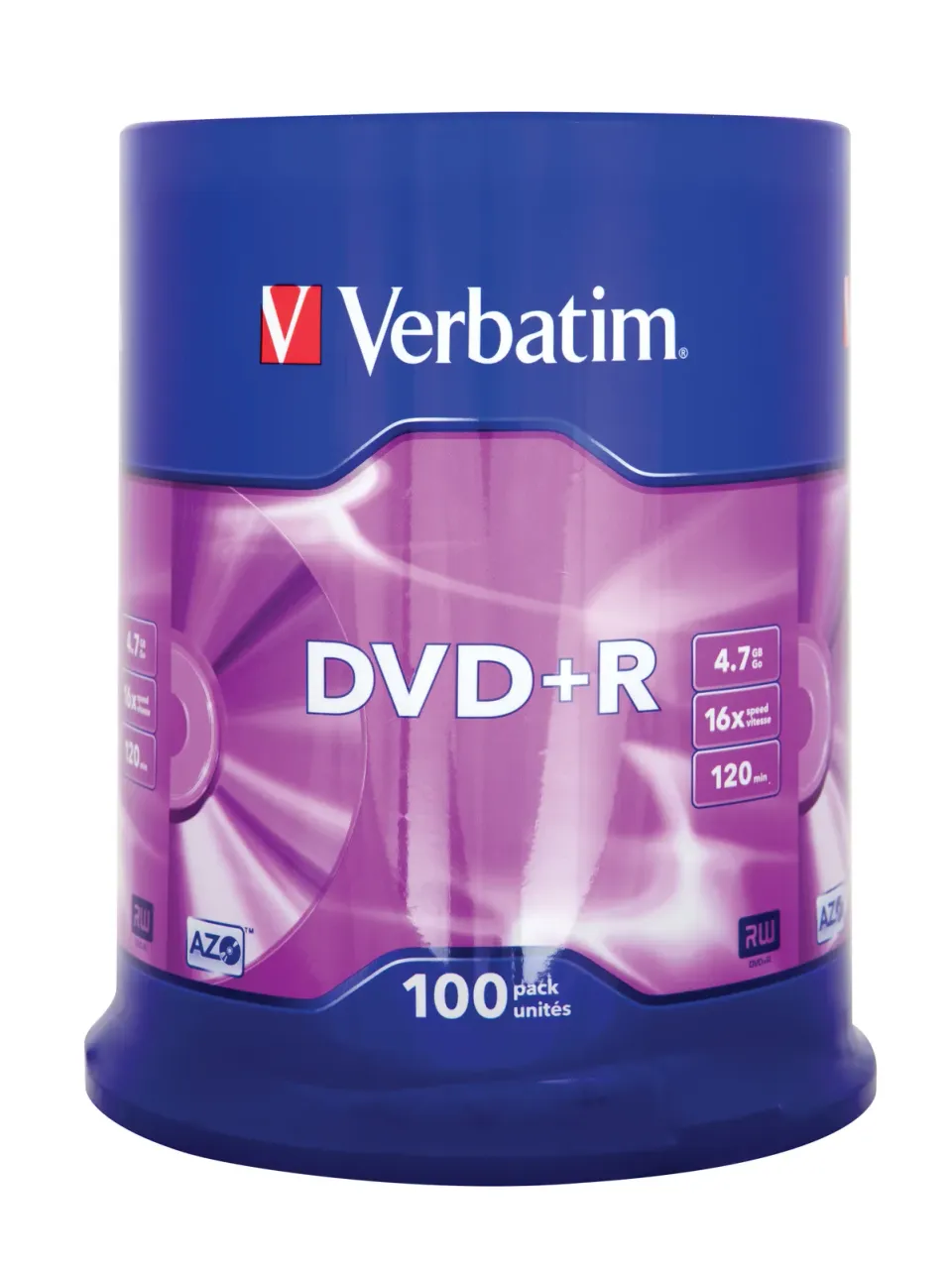 VERBATIM DVD+R(100-Pack)Spindle/General Retail/16x/4.7GB