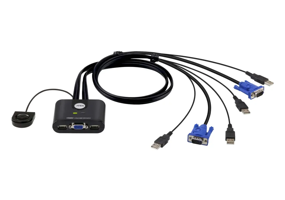 ATEN 2-Port USB VGA Cable KVM Switch with Remote Port Selector