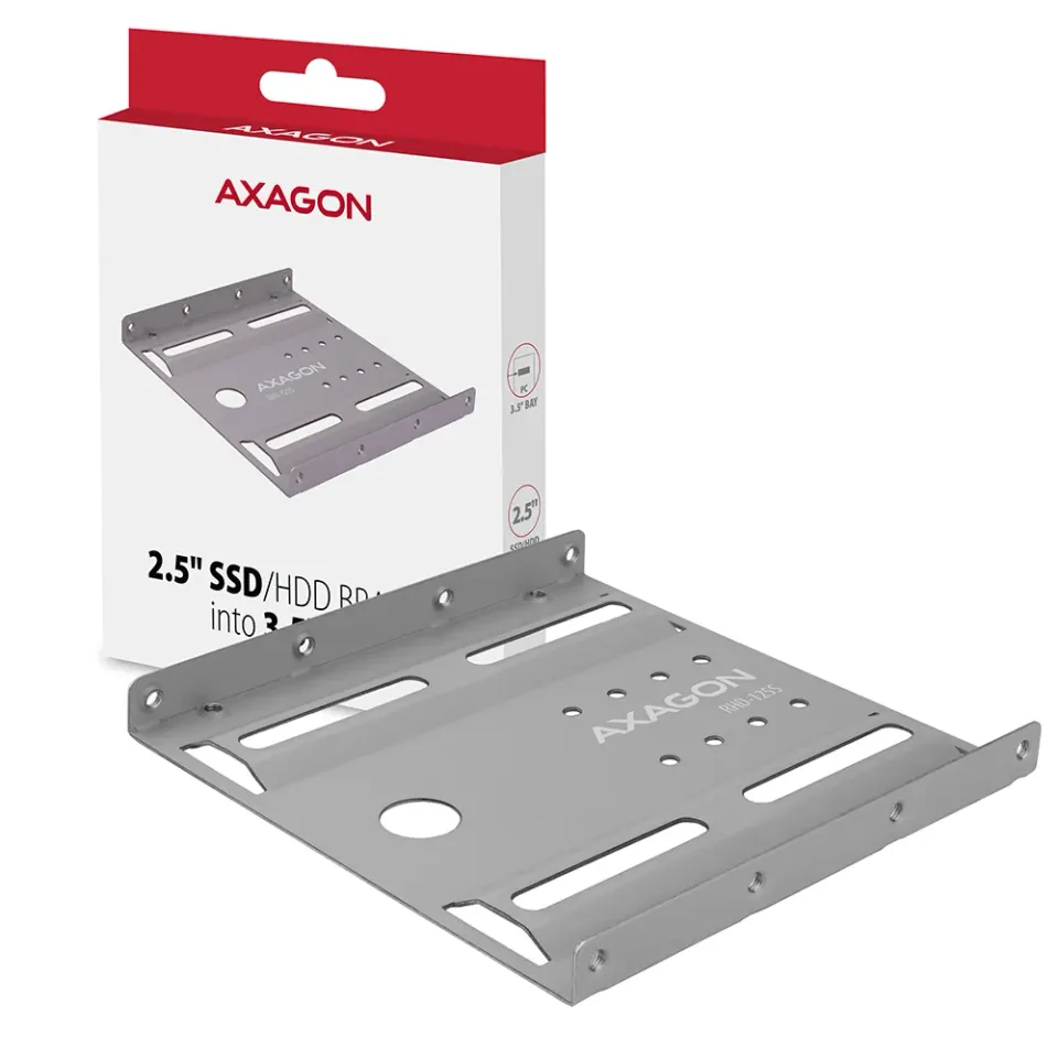 AXAGON RHD-125S, kovový rámeček pro 1x 2.5" HDD/SSD do 3.5" pozice, šedý