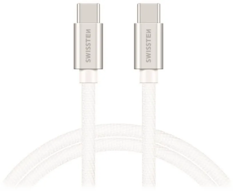 Swissten Datový Kabel Textile USB-C / USB-C 3m Stříbrný