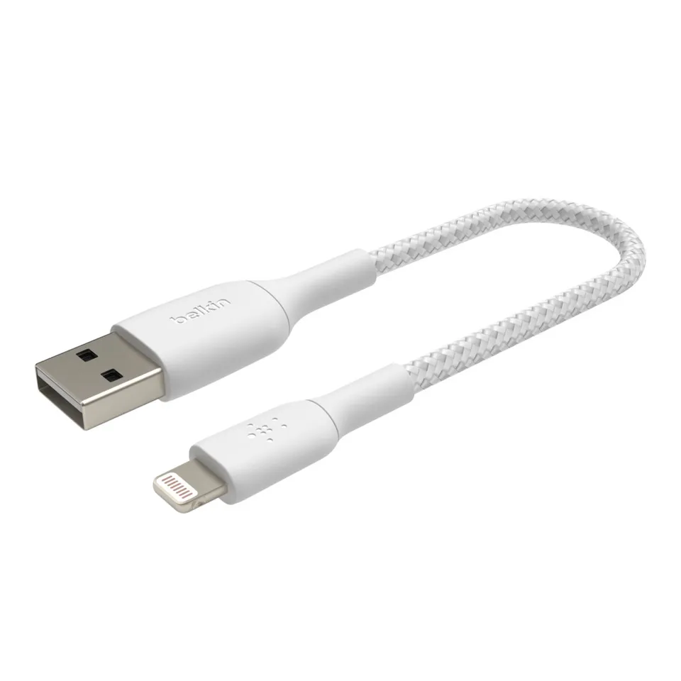 Belkin BOOST CHARGE Lightning/USB-A kabel, 15cm, bílý - odolný