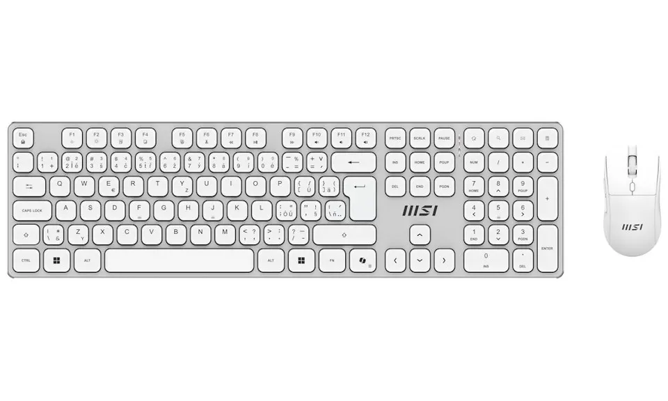MSI set klávesnice s myší FORGE K210 Wireless Combo White/ bezdrátový/ bílostříbrný/ dobíjecí/ USB/ CZ+SK layout