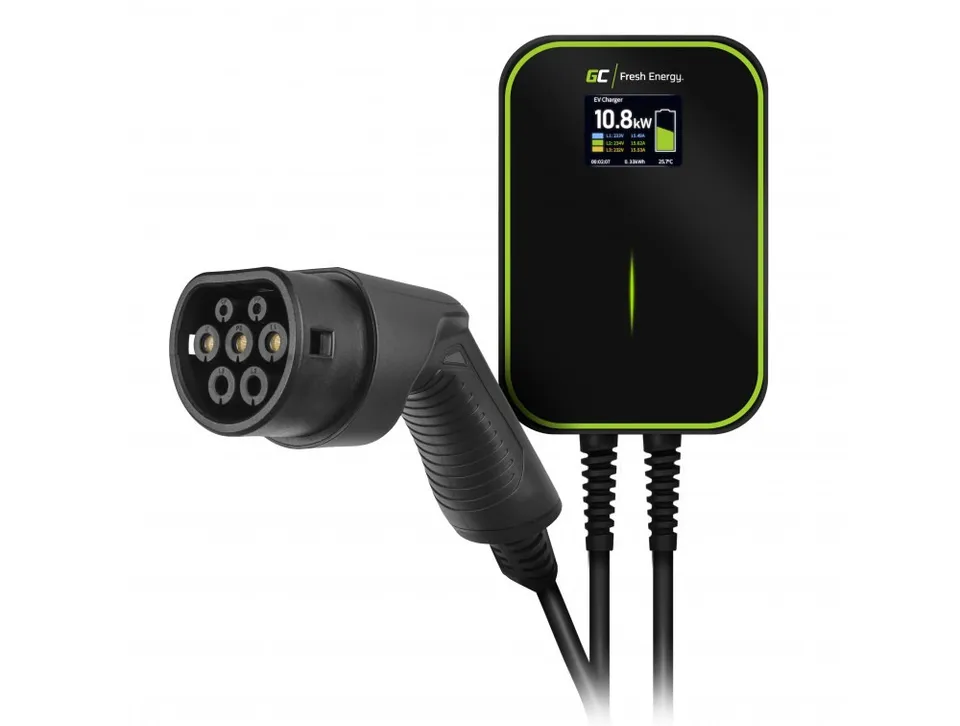 Green Cell Wallbox EV PowerBox 22kW charger with Type 2 cable (6m) for charging