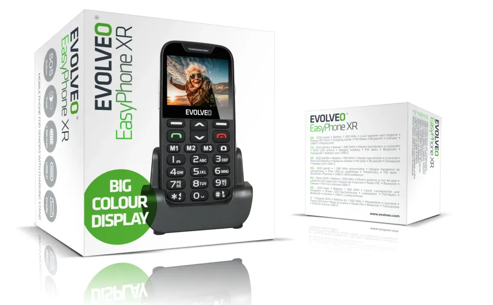 EVOLVEO EasyPhone XR, telefon pro seniory s nabíjecím stojánkem, 2,3" 320 x 240/