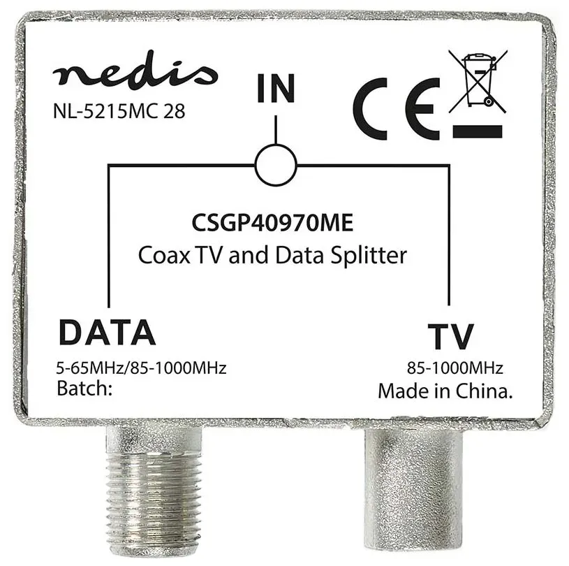 NEDIS satelitní anténní adaptér/ zásuvka F/ zástrčka IEC (Koax)/ zásuvka IEC (Koax)/ poniklovaný/ 75 Ohm/ Kov/ BOX