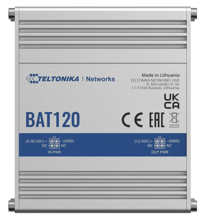 Teltonika BAT120 záložní zdroj pro napájení jednotek RUT2xx, RUT95x, RUT3xx, RUTX, TCR, TRB, TSW110