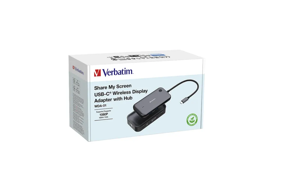 VERBATIM Display Adapter WDA-01 Share My Screen 1080P, USB-C hub