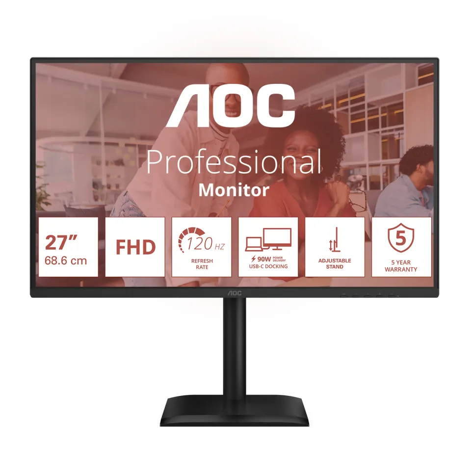 AOC LCD 27E4CV 27" IPS/1920x1080@120Hz/4ms/300cd/HDMI/DP/4xUSB/USB-C dock/RJ45/R