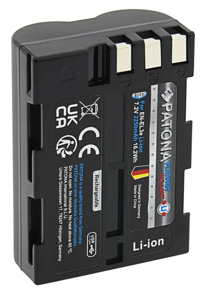PATONA baterie pro foto Nikon EN-EL3E 2250mAh Li-Ion Platinum USB-C nabíjení