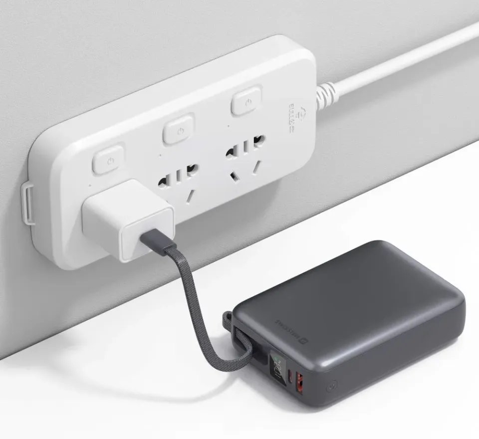 Swissten Power bank 20000 mAh 45W s integrovaným kabelem USB-C / šedá