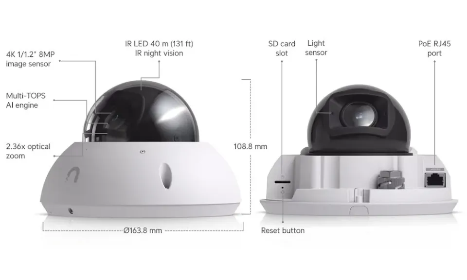 UBNT G6 Pro Dome - 8MP IP Kamera, Bílá