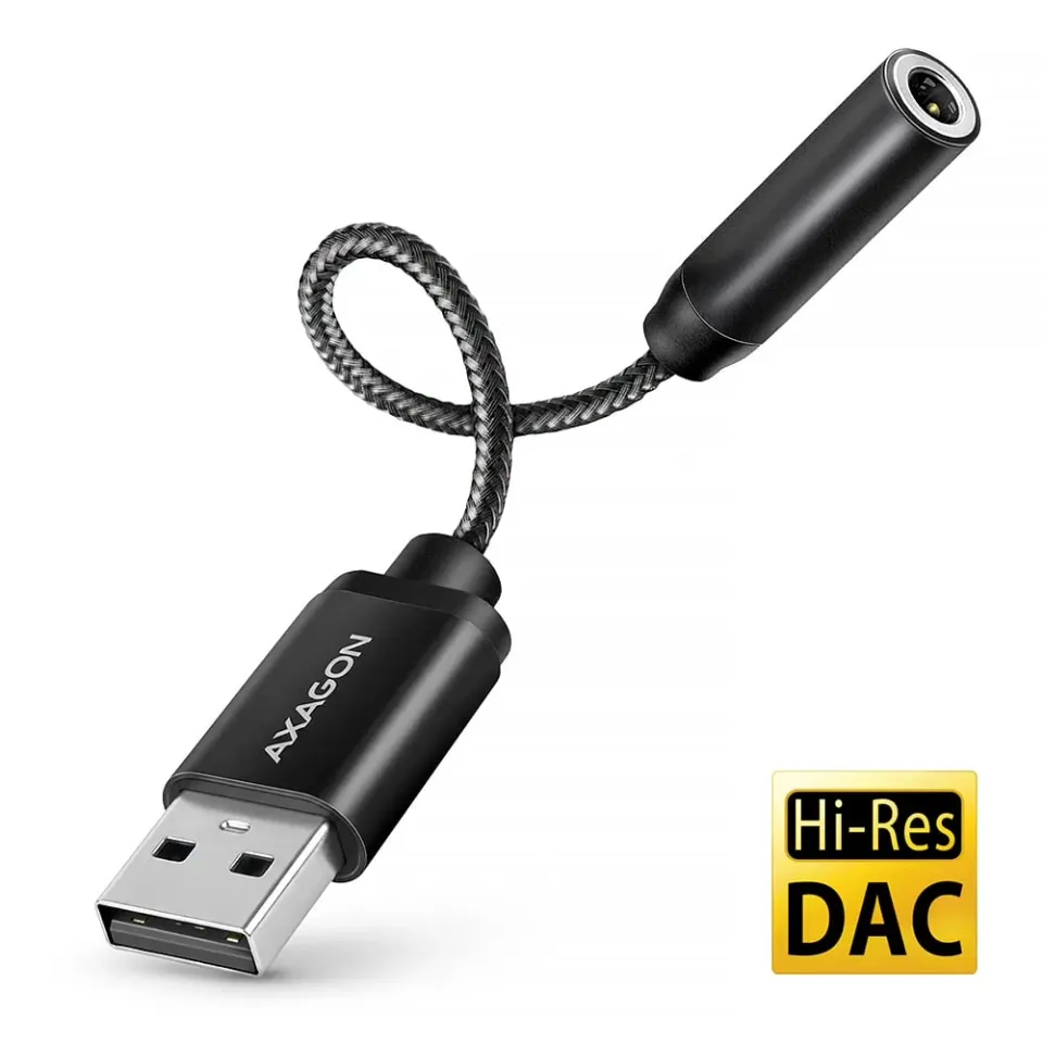 AXAGON ADA-HA, USB-A na 3.5mm jack Hi-Res DAC audio adaptér, 384kHz/32bit, stere