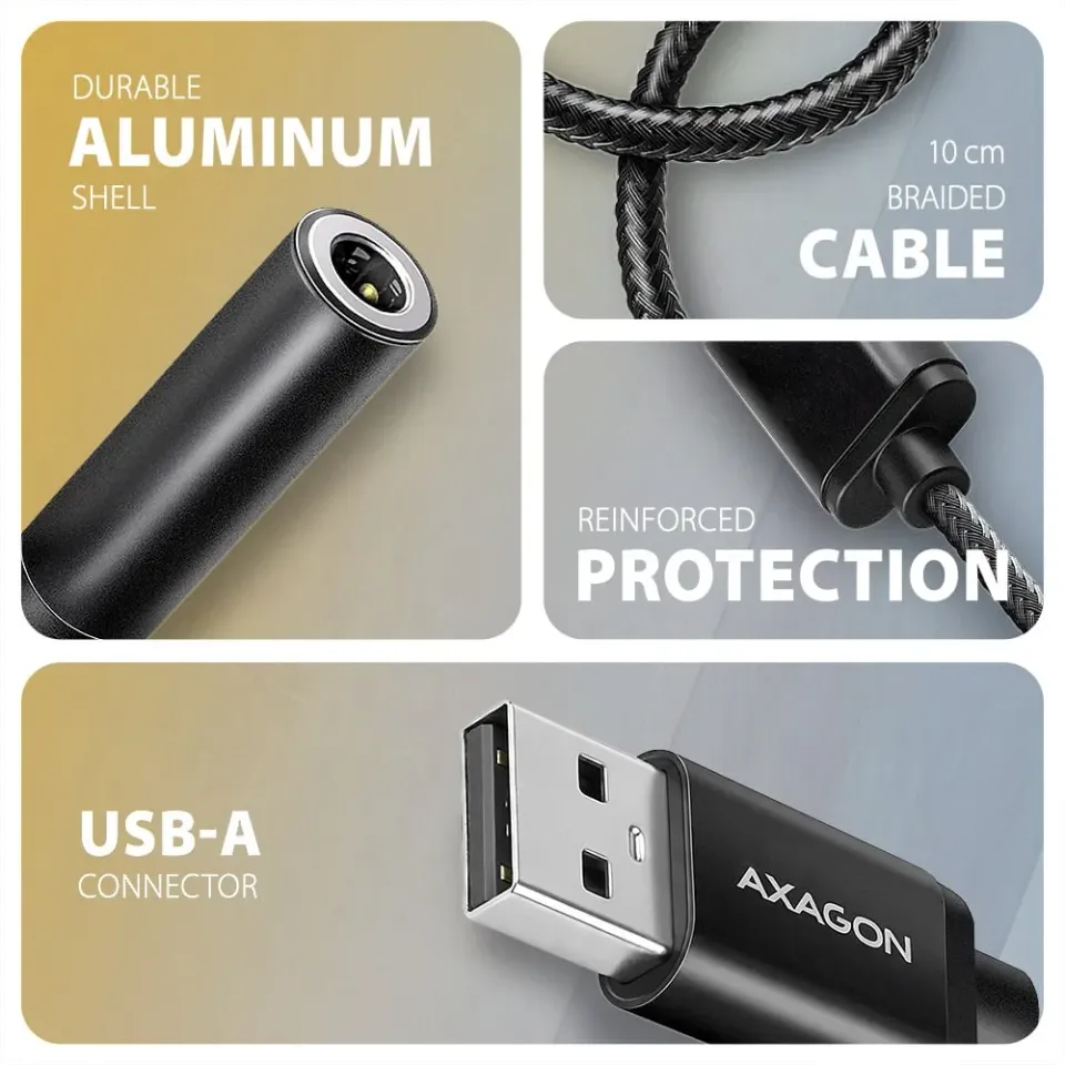 AXAGON ADA-HA, USB-A na 3.5mm jack Hi-Res DAC audio adaptér, 384kHz/32bit, stere