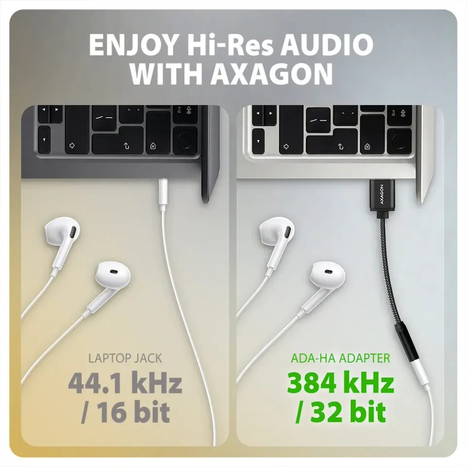 AXAGON ADA-HA, USB-A na 3.5mm jack Hi-Res DAC audio adaptér, 384kHz/32bit, stere