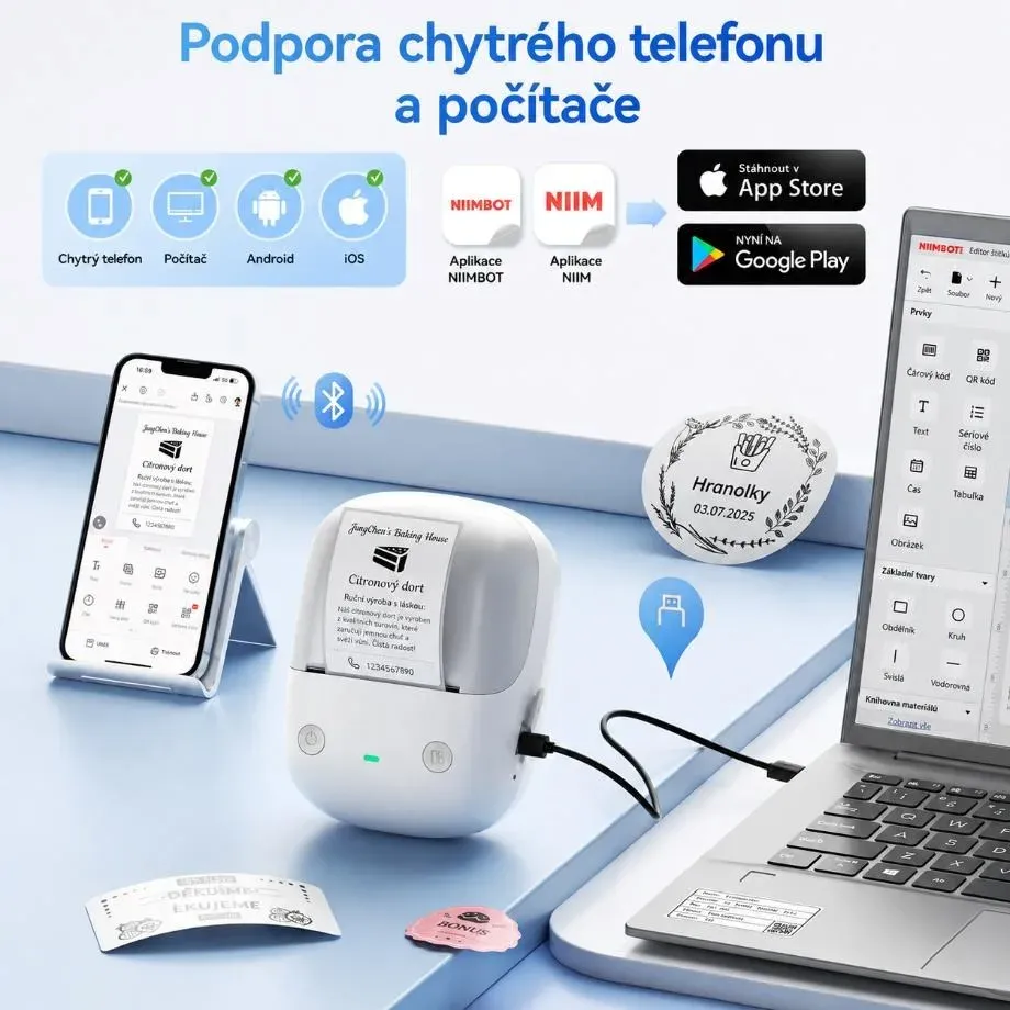 Niimbot Tiskárna štítků B2, šedá + role štítků 230 ks
