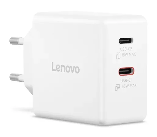 Lenovo Dual USB-C 65W GaN Charger - duální nabíječka 2x USB-C, 45W + 18W, bílá