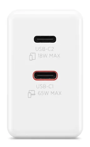 Lenovo Dual USB-C 65W GaN Charger - duální nabíječka 2x USB-C, 45W + 18W, bílá