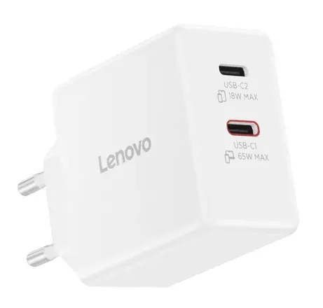Lenovo Dual USB-C 65W GaN Charger - duální nabíječka 2x USB-C, 45W + 18W, bílá